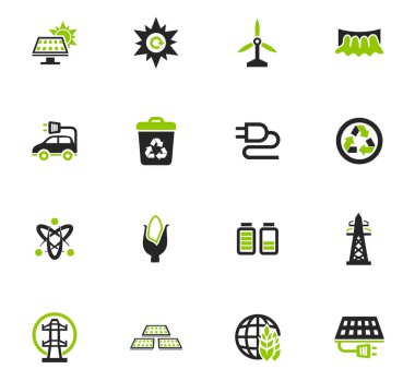 Biyo yakıt sanayi Icons set