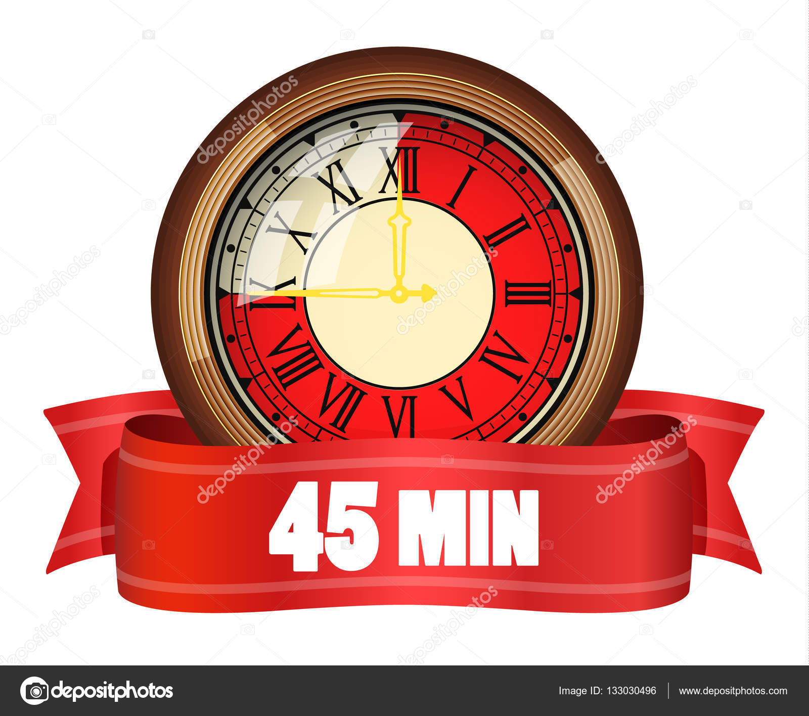 timer old table clock 45 minutes stock vector lisess 133030496