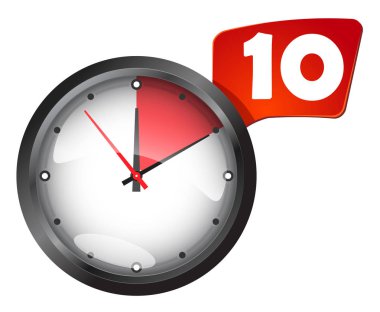 Timer round wall office clock 10 minutes clipart
