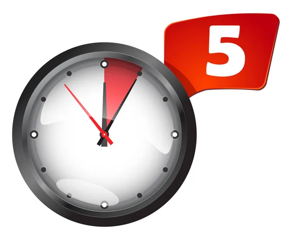 Relógio de escritório de parede redonda temporizador 5 minutos — Vetor de Stock