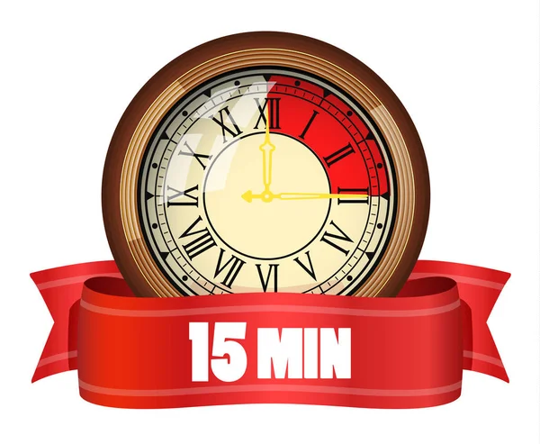 Timer old table clock 15 minutes — Stock Vector