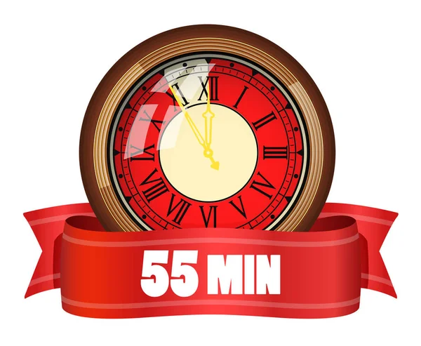 Timer old table clock 55 minutes — Stock Vector