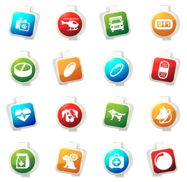 Hayvan hastalıklarıyla ilgili klinik Icons set