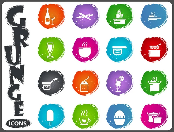 Icônes de la cuisine et de la nourriture dans un style grunge — Image vectorielle