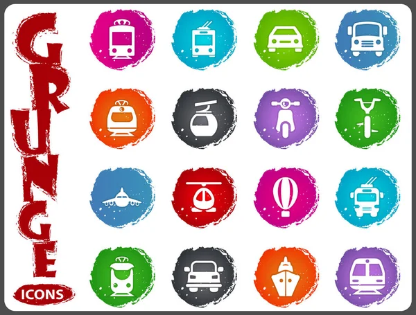 Icônes de transport public dans un style grunge — Image vectorielle