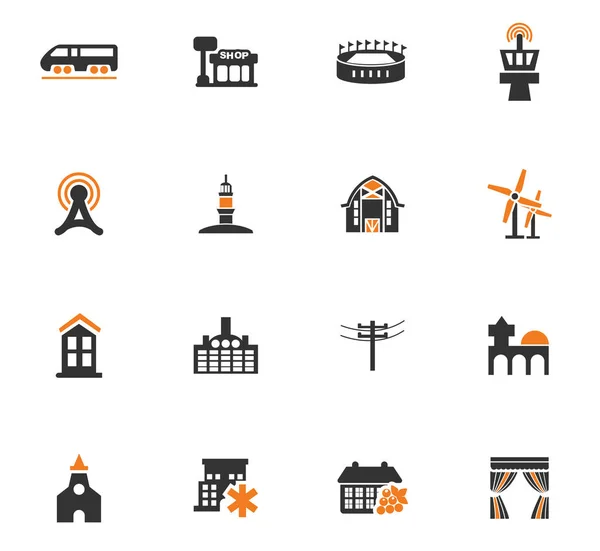 Infrastucture zestaw ikon miasta — Wektor stockowy