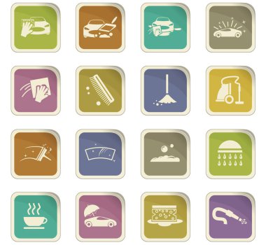 Oto yıkama duş hizmet Icons set