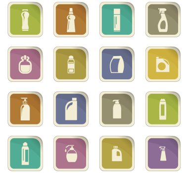 Household chemicals icons set clipart