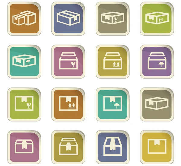 Conjunto de iconos simples de caja — Vector de stock