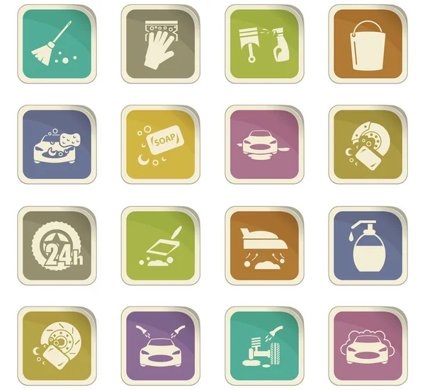Set ikon layanan cuci mobil - Stok Vektor