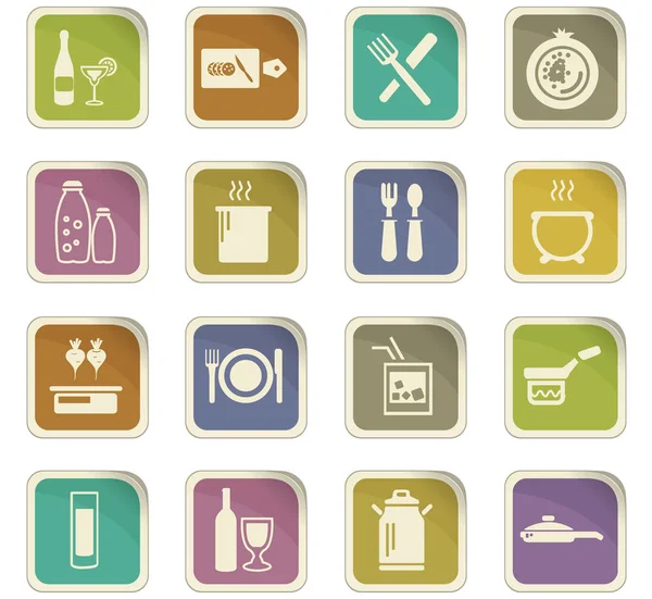 Aliments et icônes de cuisine ensemble — Image vectorielle