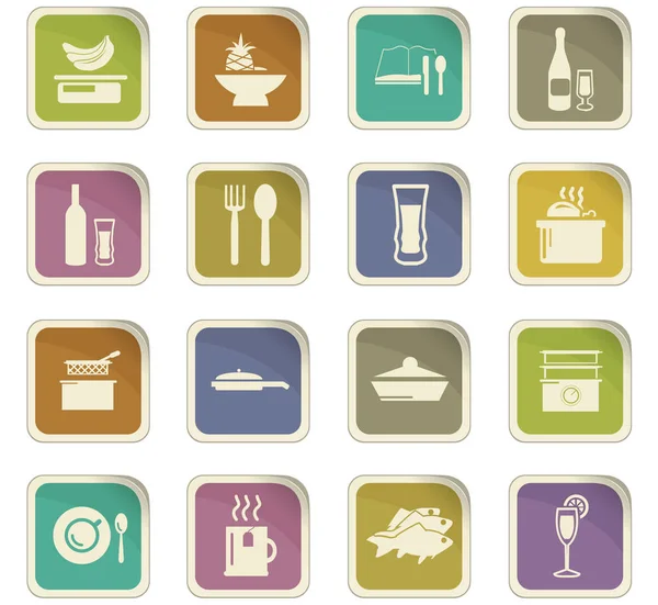 Aliments et icônes de cuisine ensemble — Image vectorielle