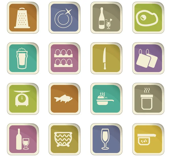 Conjunto de iconos de comida y cocina — Vector de stock