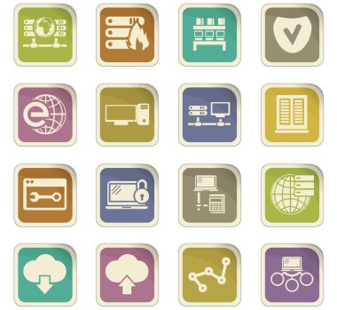 Internet, sunucu, ağ Icons set