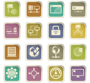 Internet, sunucu, ağ Icons set