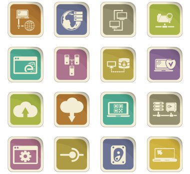 Internet, sunucu, ağ Icons set