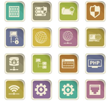 Internet, sunucu, ağ Icons set