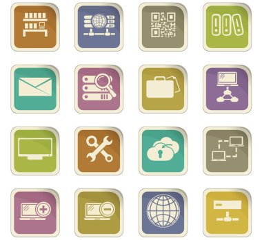 Internet, sunucu, ağ Icons set