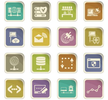 Internet, sunucu, ağ Icons set