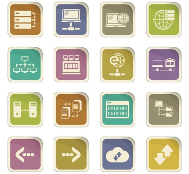 Internet, sunucu, ağ Icons set