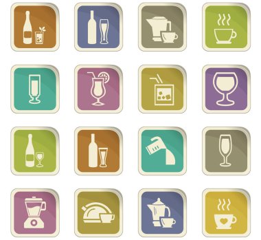 İçecekler simgeler hazırlanması için mutfak eşyaları