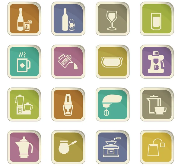 Utensili per la preparazione di bevande icone — Vettoriale Stock