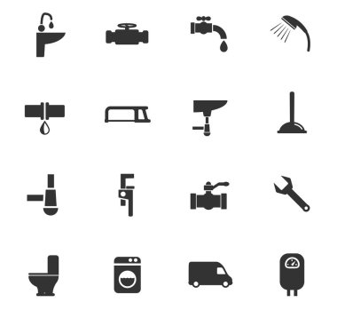 Sıhhi tesisat servis simge seti