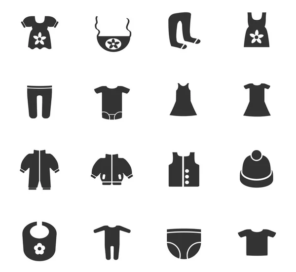Zestaw ikon ubrania dla dzieci — Wektor stockowy