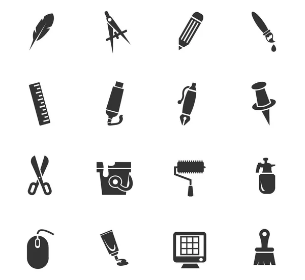 Set icone strumenti artistici — Vettoriale Stock