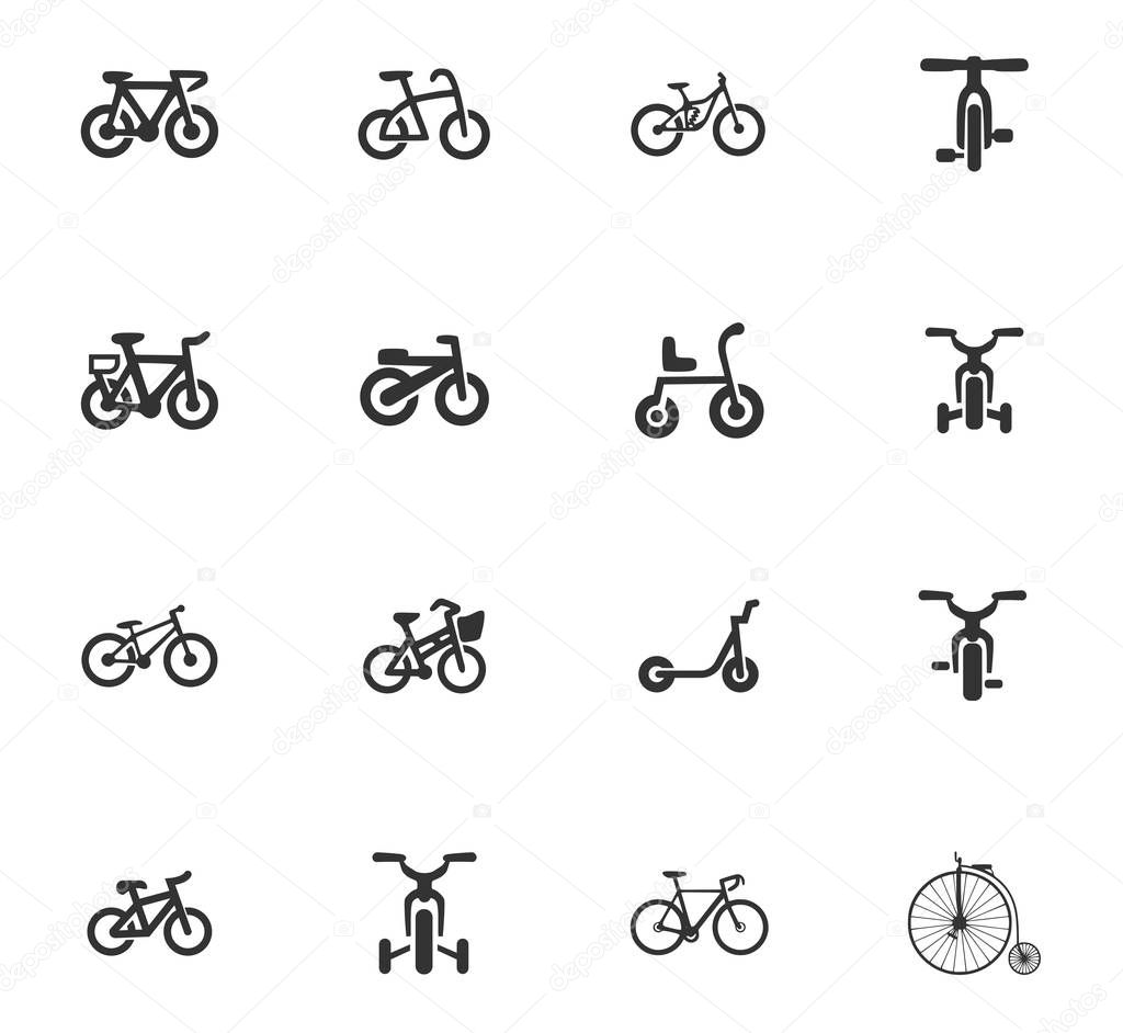 Bicycle type icons set