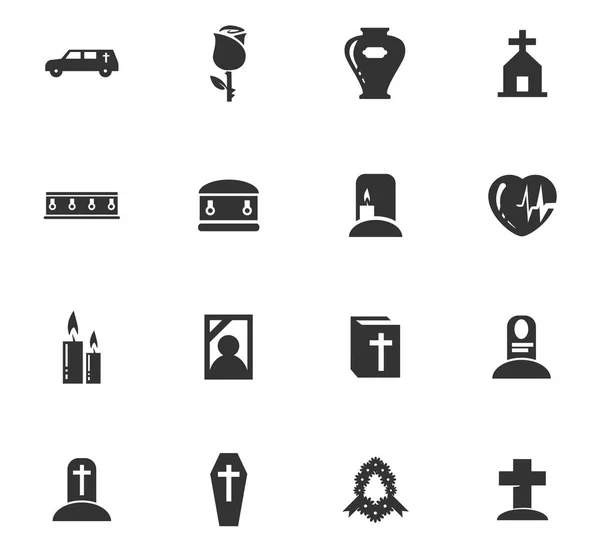 Conjunto de iconos de servicio funerario — Vector de stock
