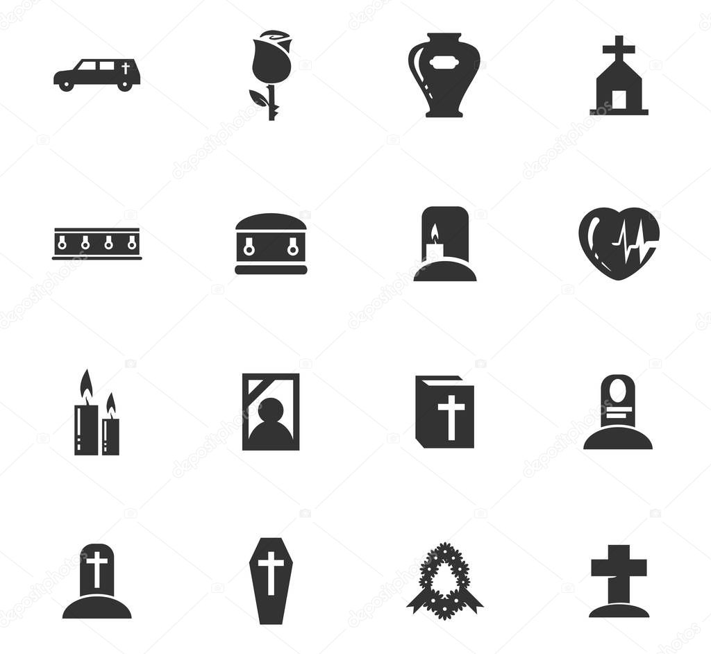 Funeral service icons set
