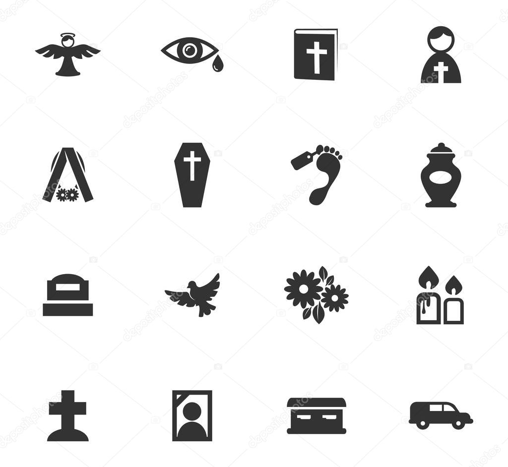 Funeral service vector icons for user interface design