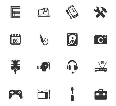 Icons set elektronik onarım