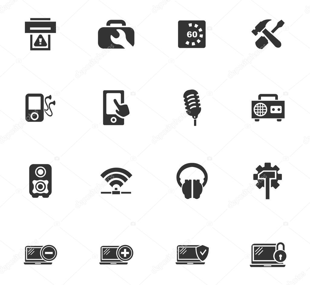 Electronics repair icons set