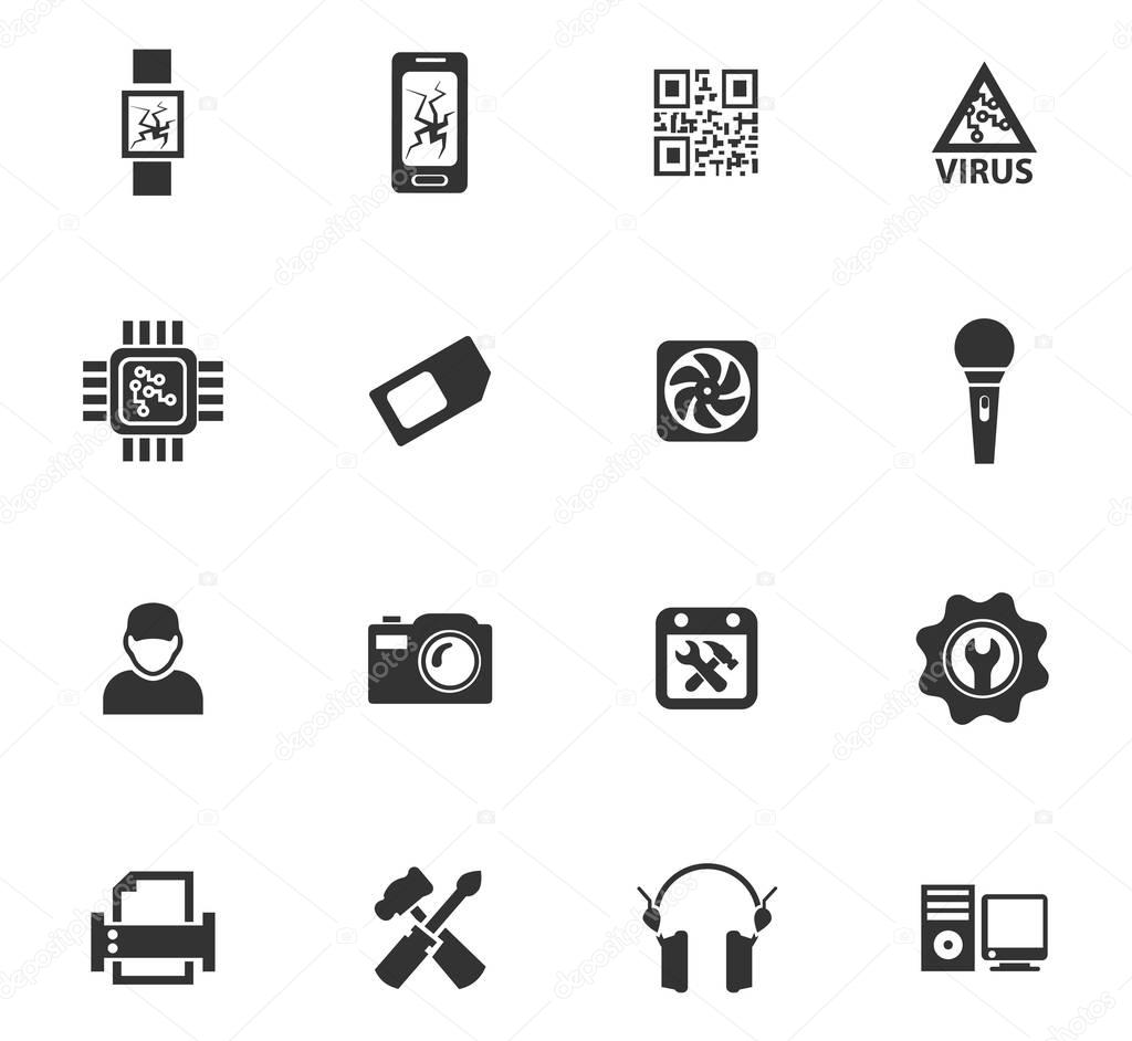 Electronics repair vector icons for user interface design