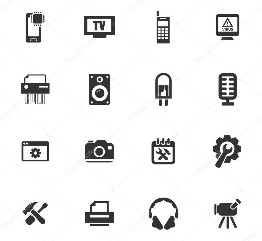 Electronics repair vector icons for user interface design