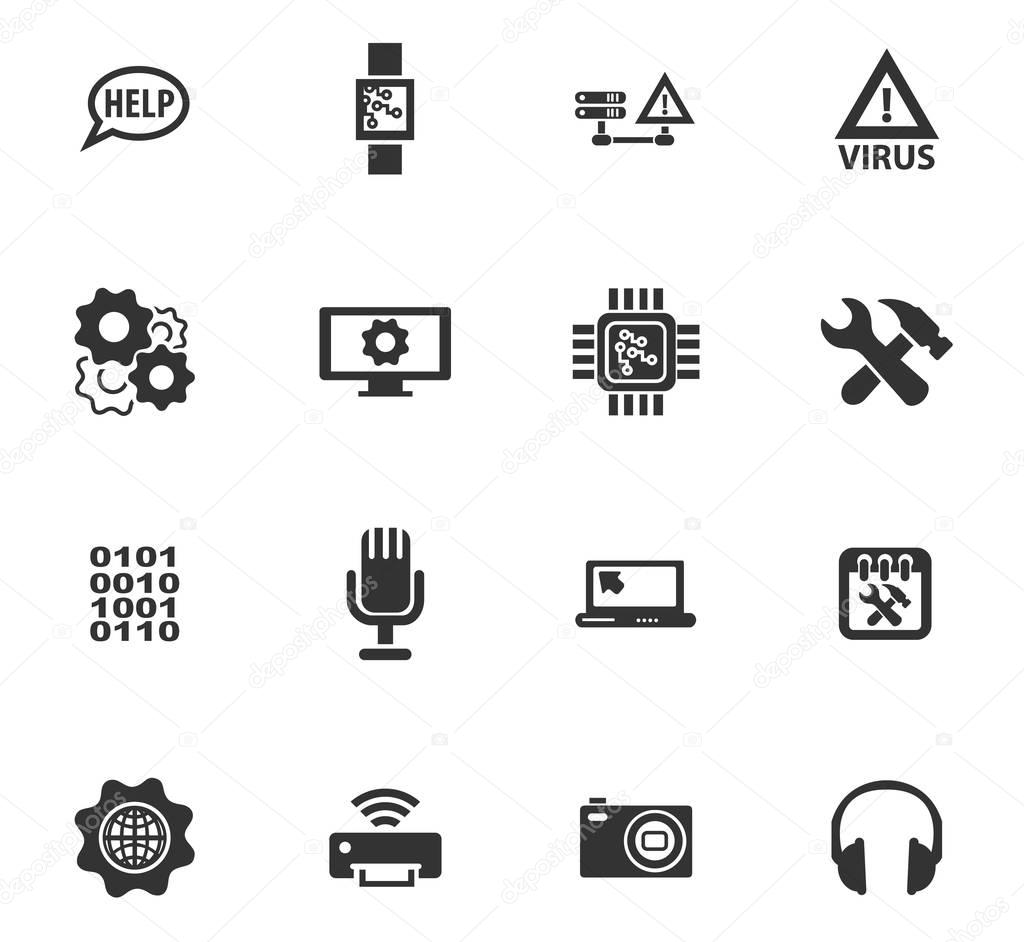 Electronics repair icons set