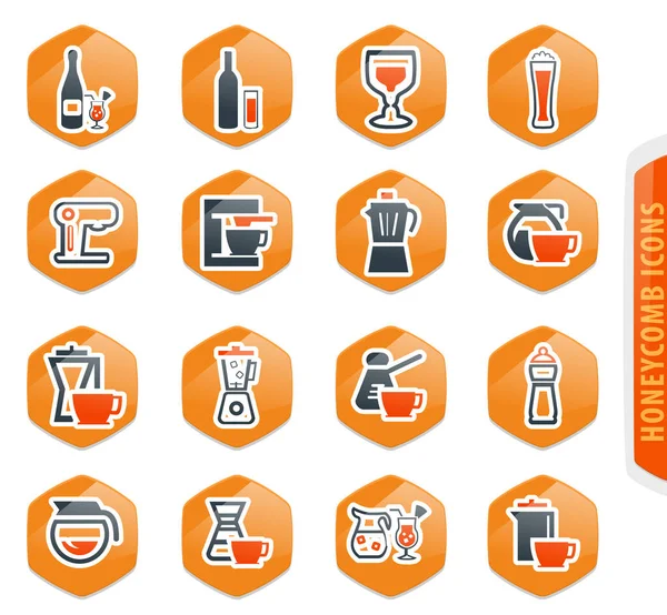 Utensilios para la preparación de iconos de bebidas — Archivo Imágenes Vectoriales