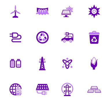 Biyo yakıt sanayi Icons set