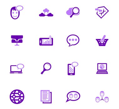 Veri analitik ve sosyal ağ Icons set