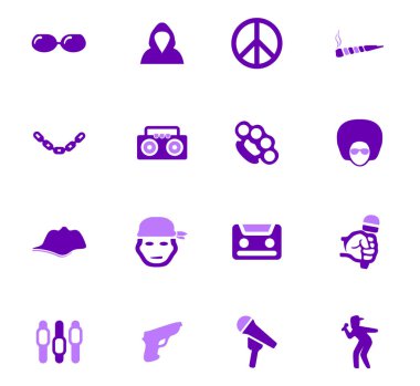 Rap hip hop müzik Icons set