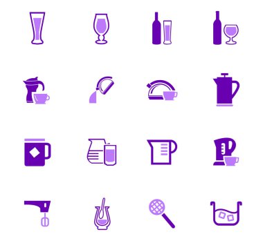 İçecekler simgeler hazırlanması için mutfak eşyaları