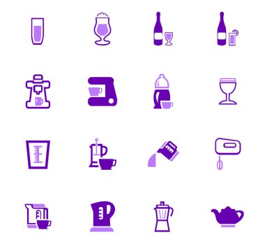 İçecekler simgeler hazırlanması için mutfak eşyaları