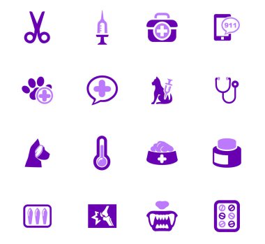 Hayvan hastalıklarıyla ilgili klinik Icons set