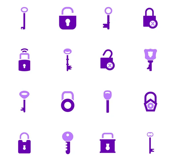 Conjunto de ícones de bloqueio e chave —  Vetores de Stock