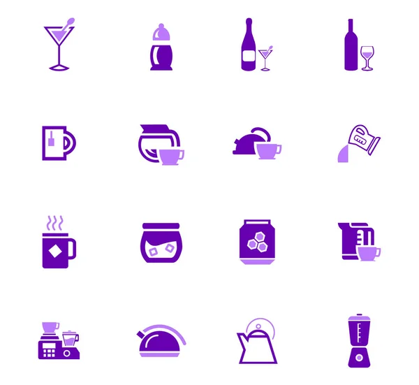 Utensilios para la preparación de iconos de bebidas — Vector de stock