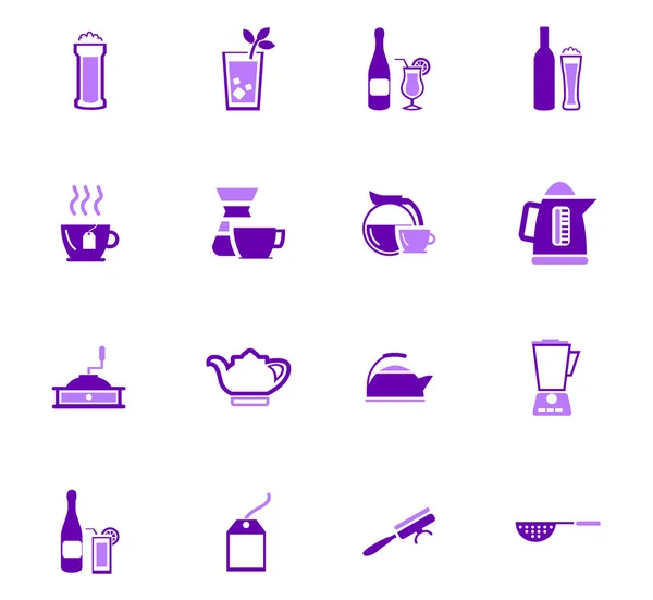 Utensilios para la preparación de iconos de bebidas — Vector de stock