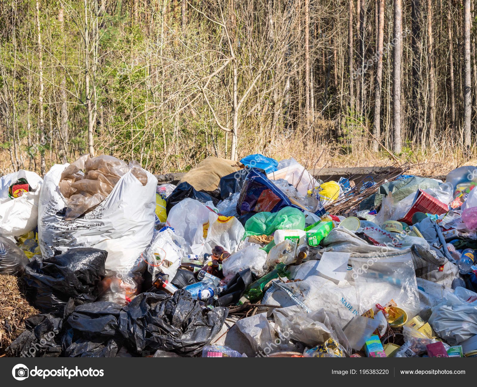 garbage in the nature, ecological disasters in forest Stock Photo by ©NataBene 195383220