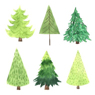 Suluboya yeşil Noel Ağacı seti